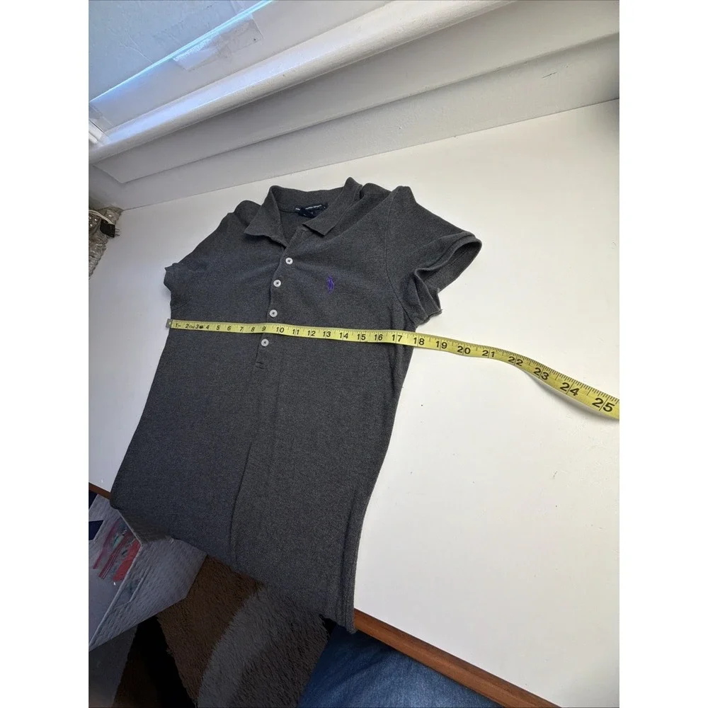 Ralph Lauren Sport Polo Dress Women's M Gray Cotton Shirt Dress Y2K